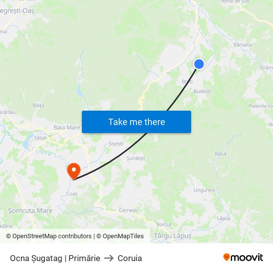 Ocna Șugatag | Primărie to Coruia map