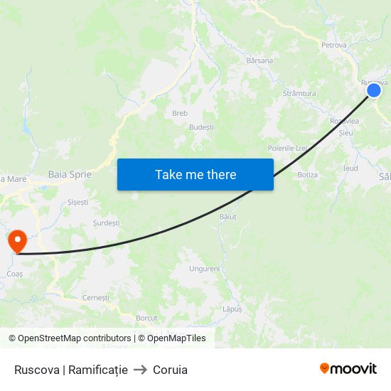 Ruscova | Ramificație to Coruia map