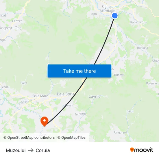 Muzeului to Coruia map