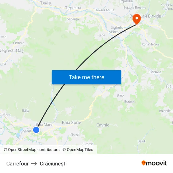 Carrefour to Crăciunești map