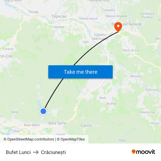 Bufet Lunci to Crăciunești map