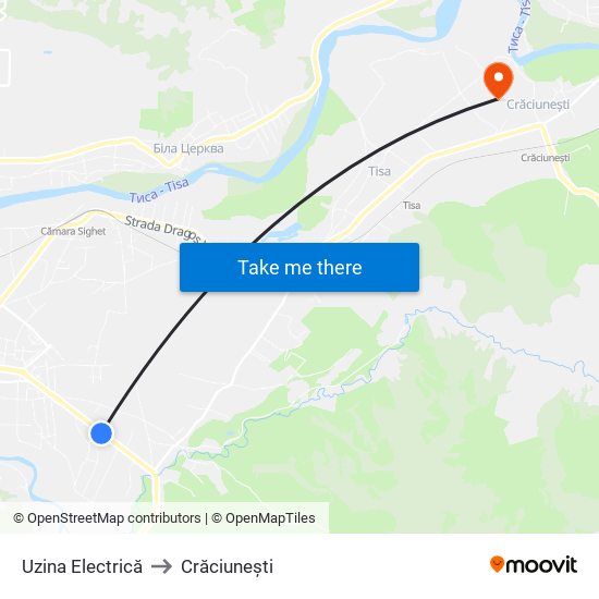 Uzina Electrică to Crăciunești map