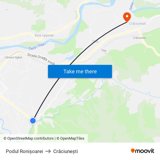 Podul Ronișoarei to Crăciunești map