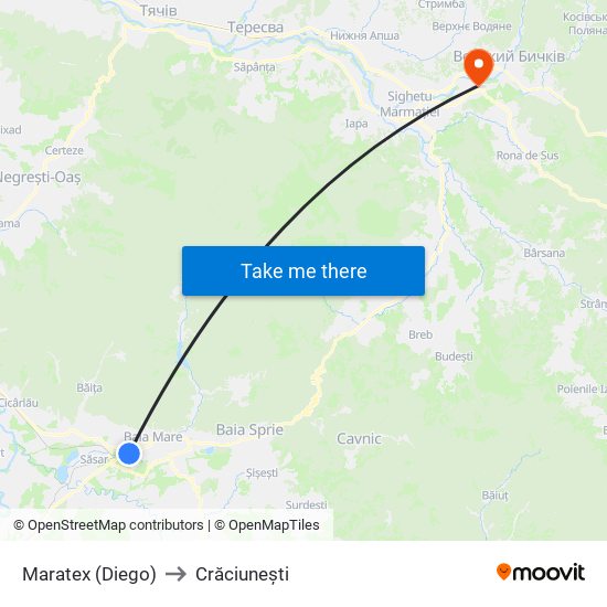 Maratex (Diego) to Crăciunești map