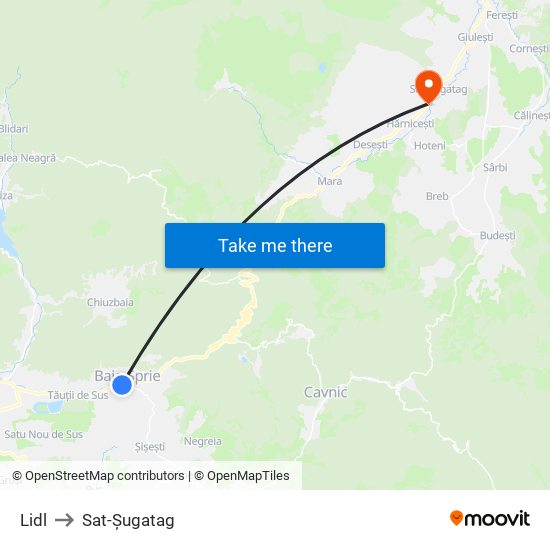 Lidl to Sat-Șugatag map