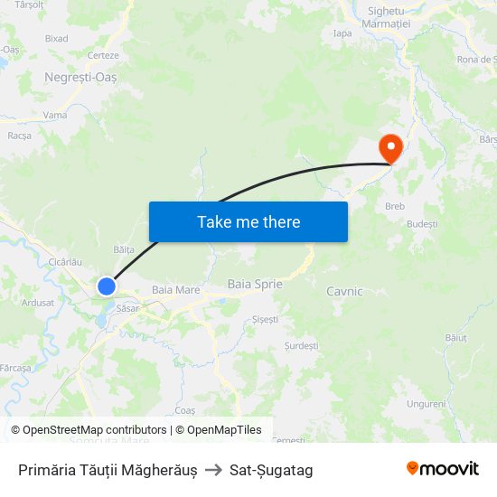 Primăria Tăuții Măgherăuș to Sat-Șugatag map