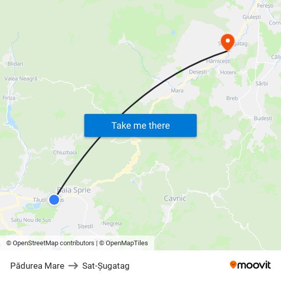 Pădurea Mare to Sat-Șugatag map