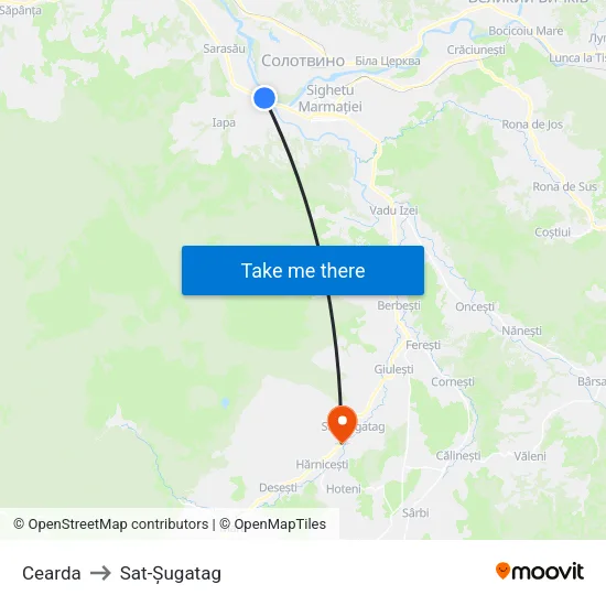 Cearda to Sat-Șugatag map