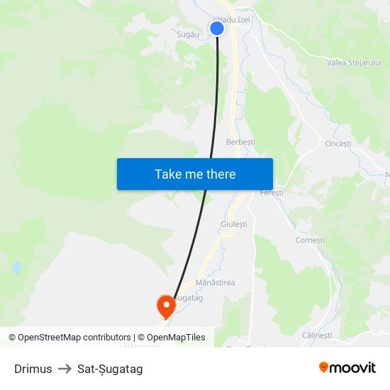 Drimus to Sat-Șugatag map