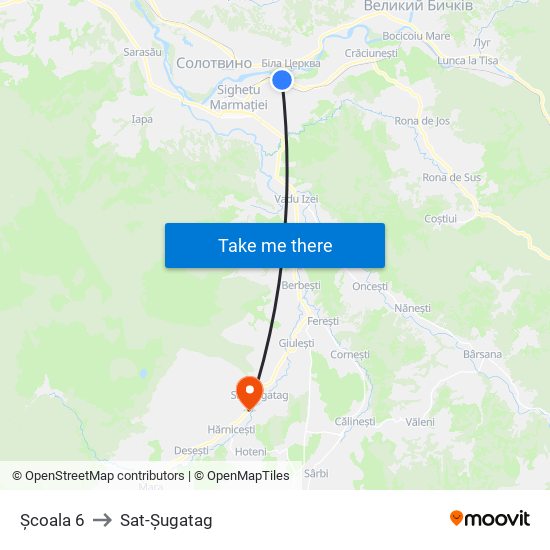 Școala 6 to Sat-Șugatag map