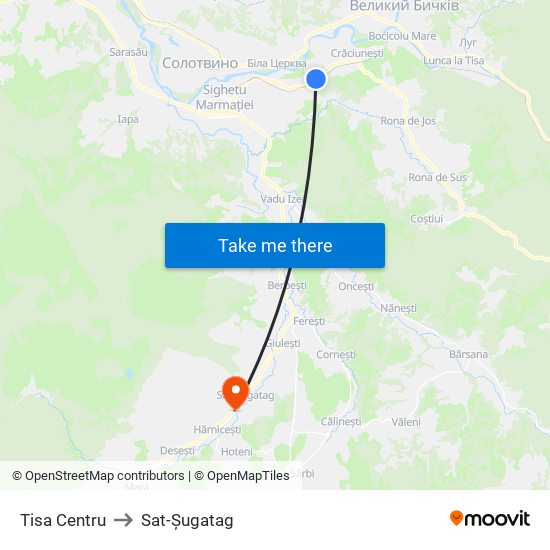 Tisa Centru to Sat-Șugatag map