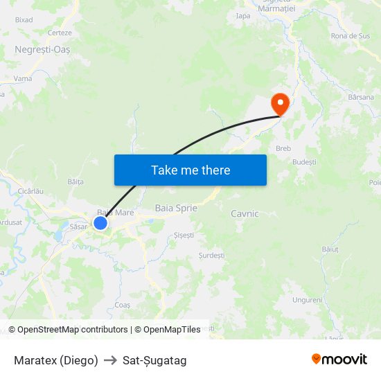 Maratex (Diego) to Sat-Șugatag map