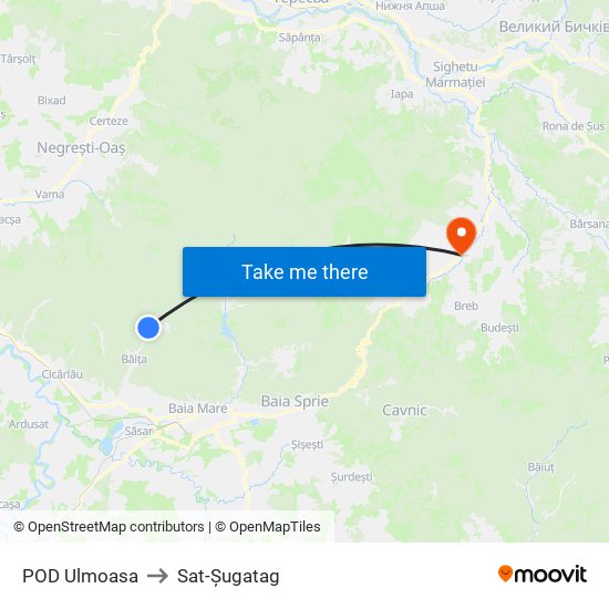 POD Ulmoasa to Sat-Șugatag map