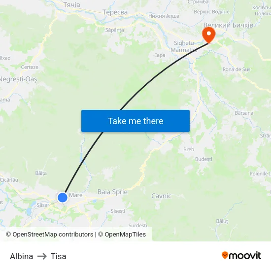 Albina to Tisa map