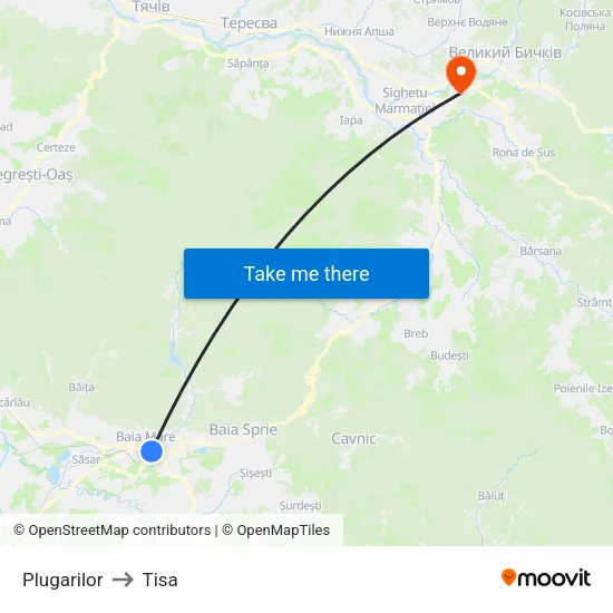 Plugarilor to Tisa map