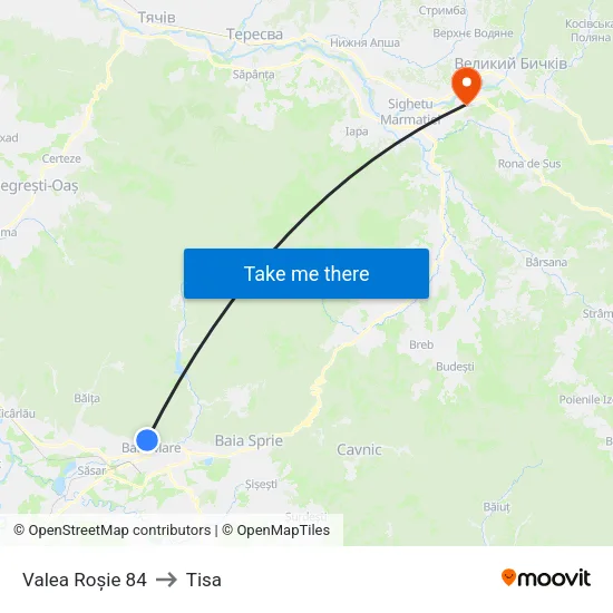 Valea Roșie 84 to Tisa map