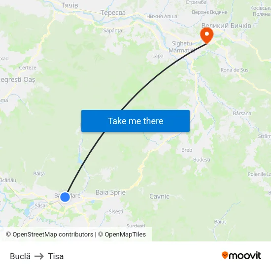 Buclă to Tisa map