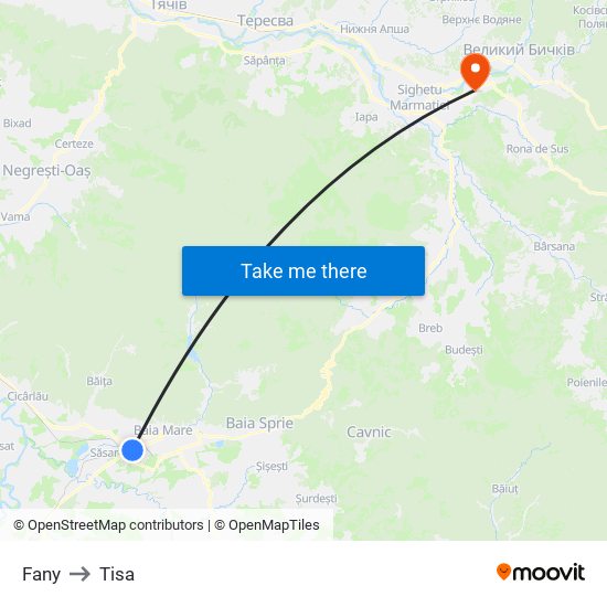 Fany to Tisa map
