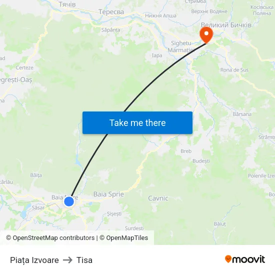 Piața Izvoare to Tisa map