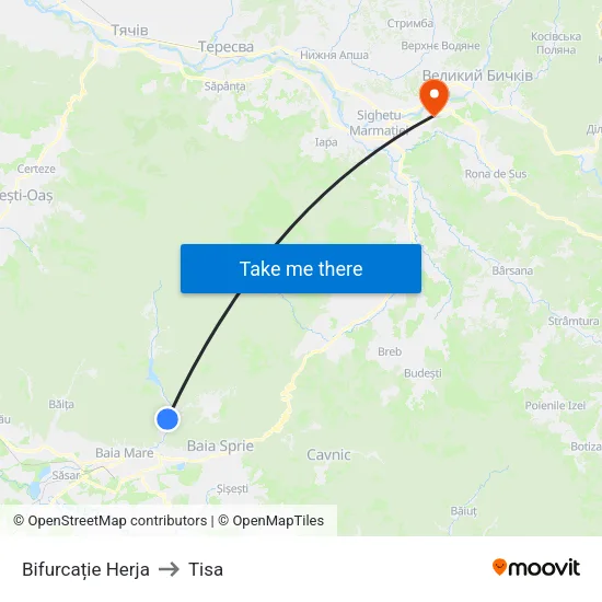 Bifurcație Herja to Tisa map