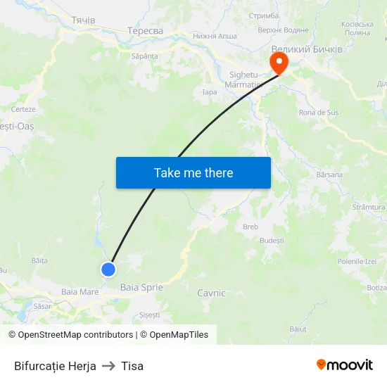 Bifurcație Herja to Tisa map