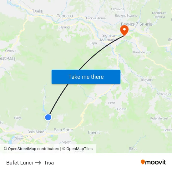 Bufet Lunci to Tisa map