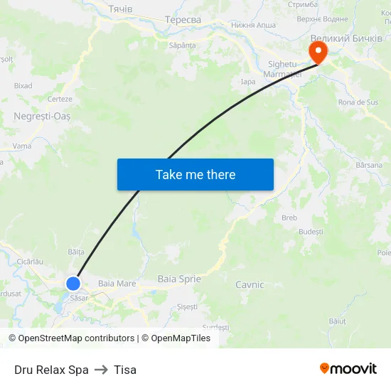 Dru Relax Spa to Tisa map