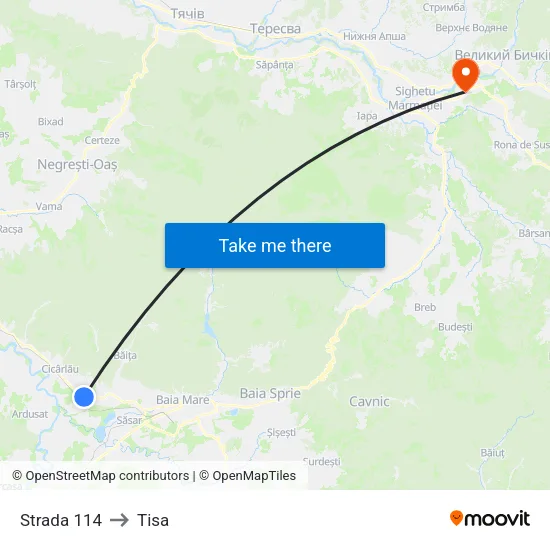 Bușag | Str. 114 to Tisa map