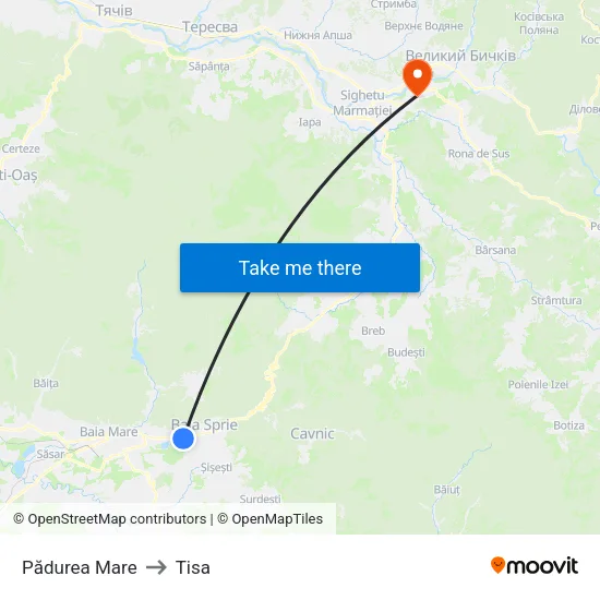 Pădurea Mare to Tisa map