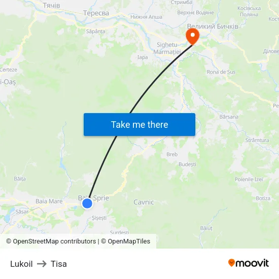 Lukoil to Tisa map