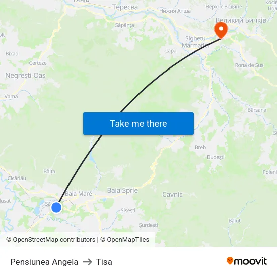 Pensiunea Angela to Tisa map