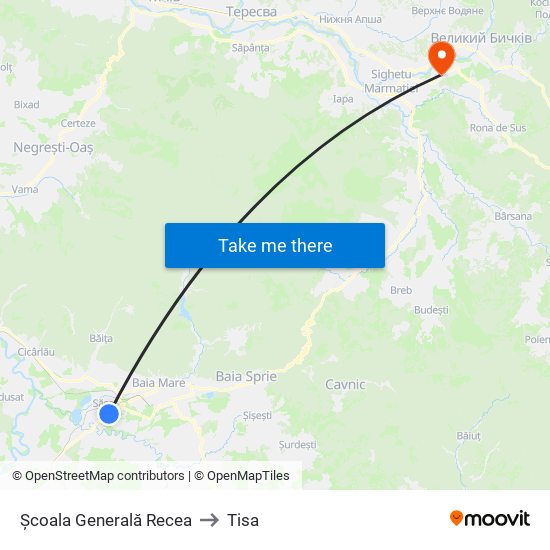 Școala Generală Recea to Tisa map