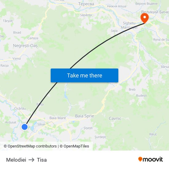 Melodiei to Tisa map