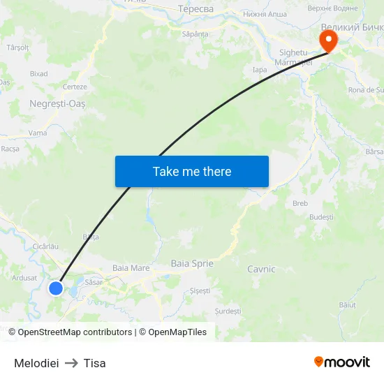 Bozânta Mică | Melodiei to Tisa map