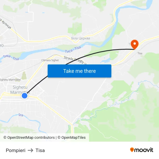 Pompieri to Tisa map