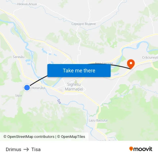 Drimus to Tisa map