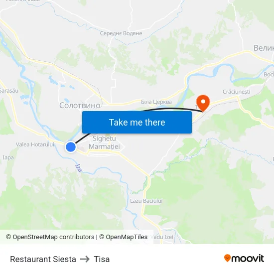 Restaurant Siesta to Tisa map