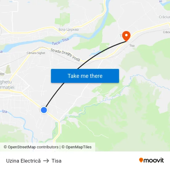 Uzina Electrică to Tisa map