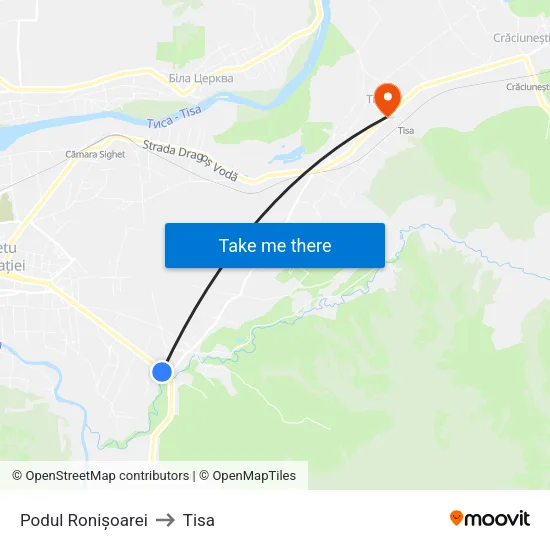 Podul Ronișoarei to Tisa map