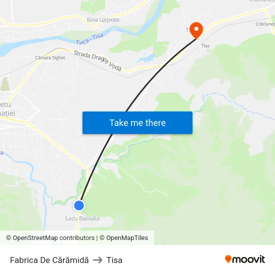 Fabrica De Cărămidă to Tisa map