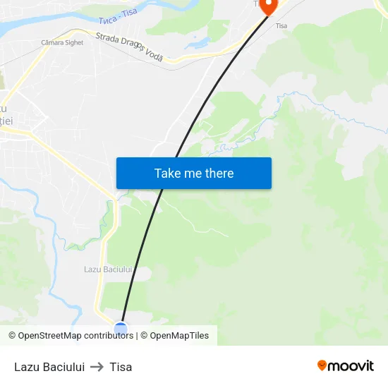 Lazu Baciului to Tisa map