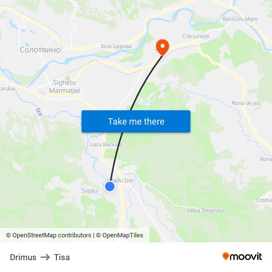 Drimus to Tisa map