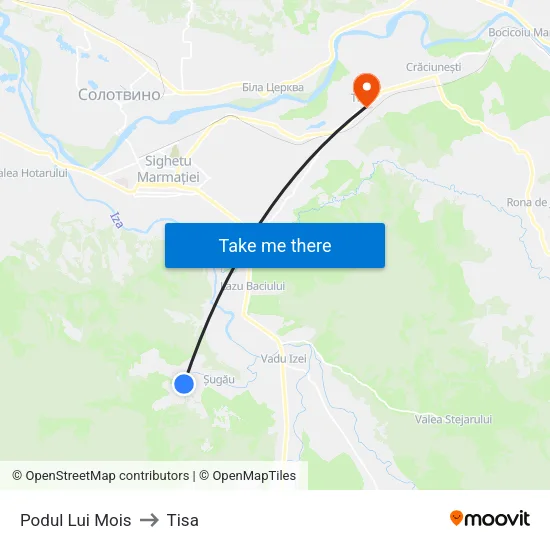 Podul Lui Mois to Tisa map