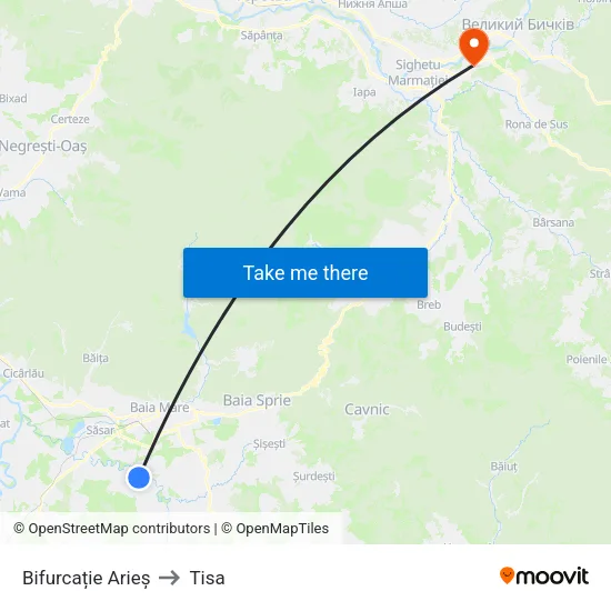 Bifurcație Arieș to Tisa map