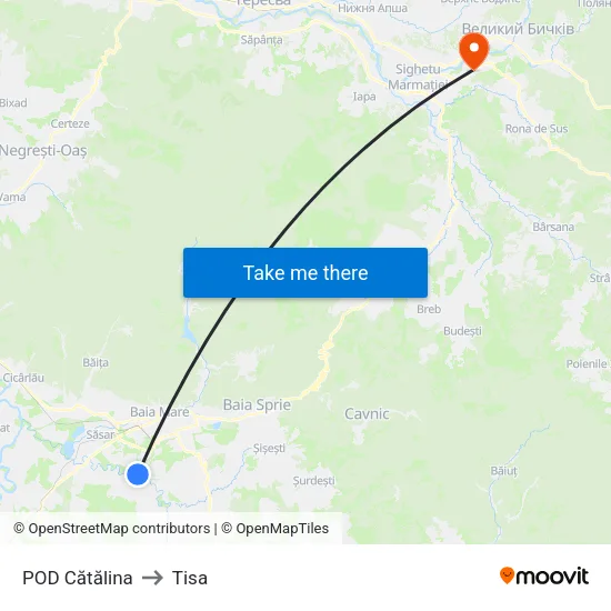 POD Cătălina to Tisa map