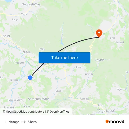 Hideaga to Mara map