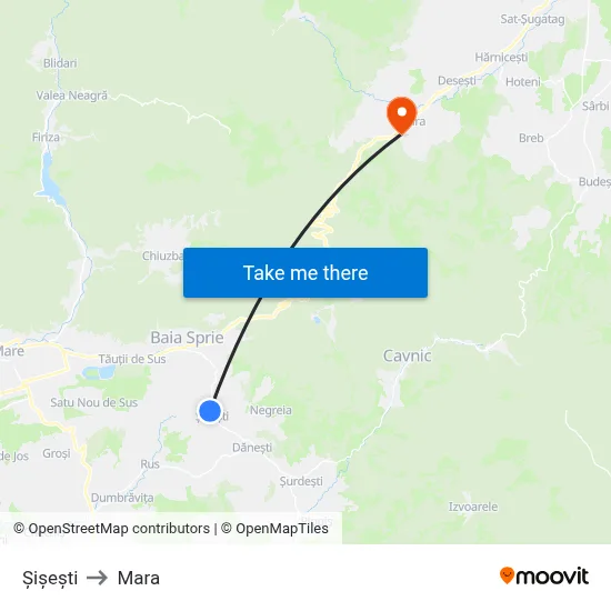 Șișești to Mara map