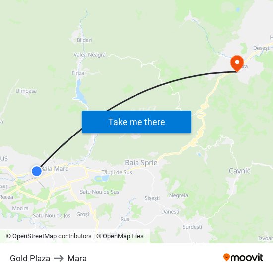 Gold Plaza to Mara map