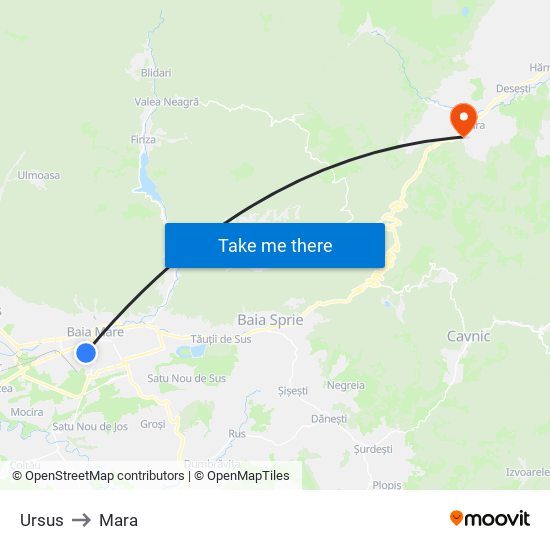 Ursus to Mara map