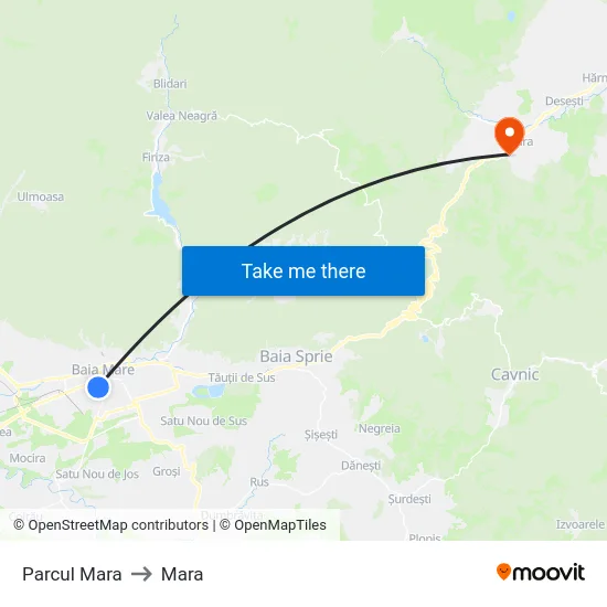 Parcul Mara to Mara map